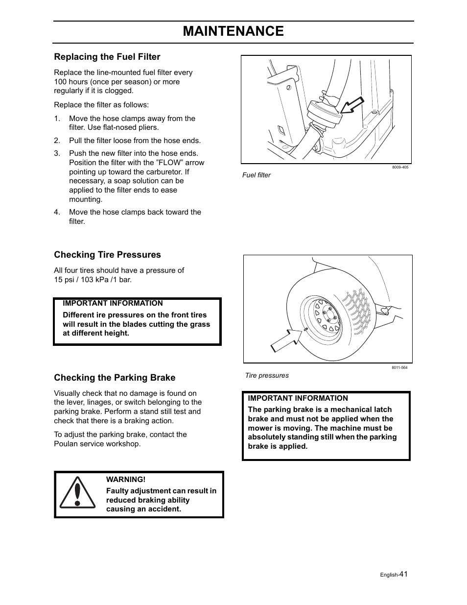 Maintenance | Poulan Pro Pro 950 ZX 968999507 User Manual | Page 43 / 80