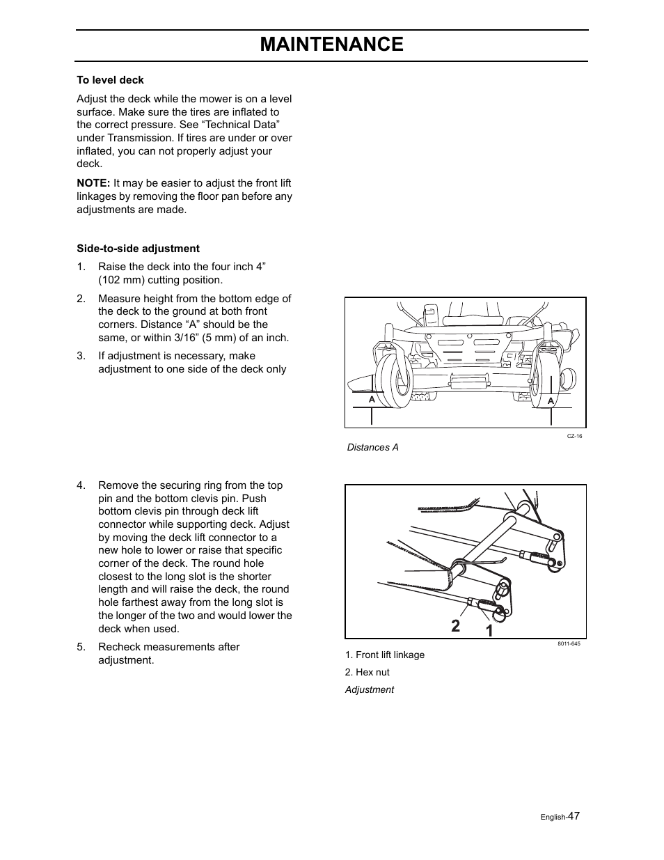 Maintenance | Poulan Pro Pro 950 ZX 968999507 User Manual | Page 49 / 80