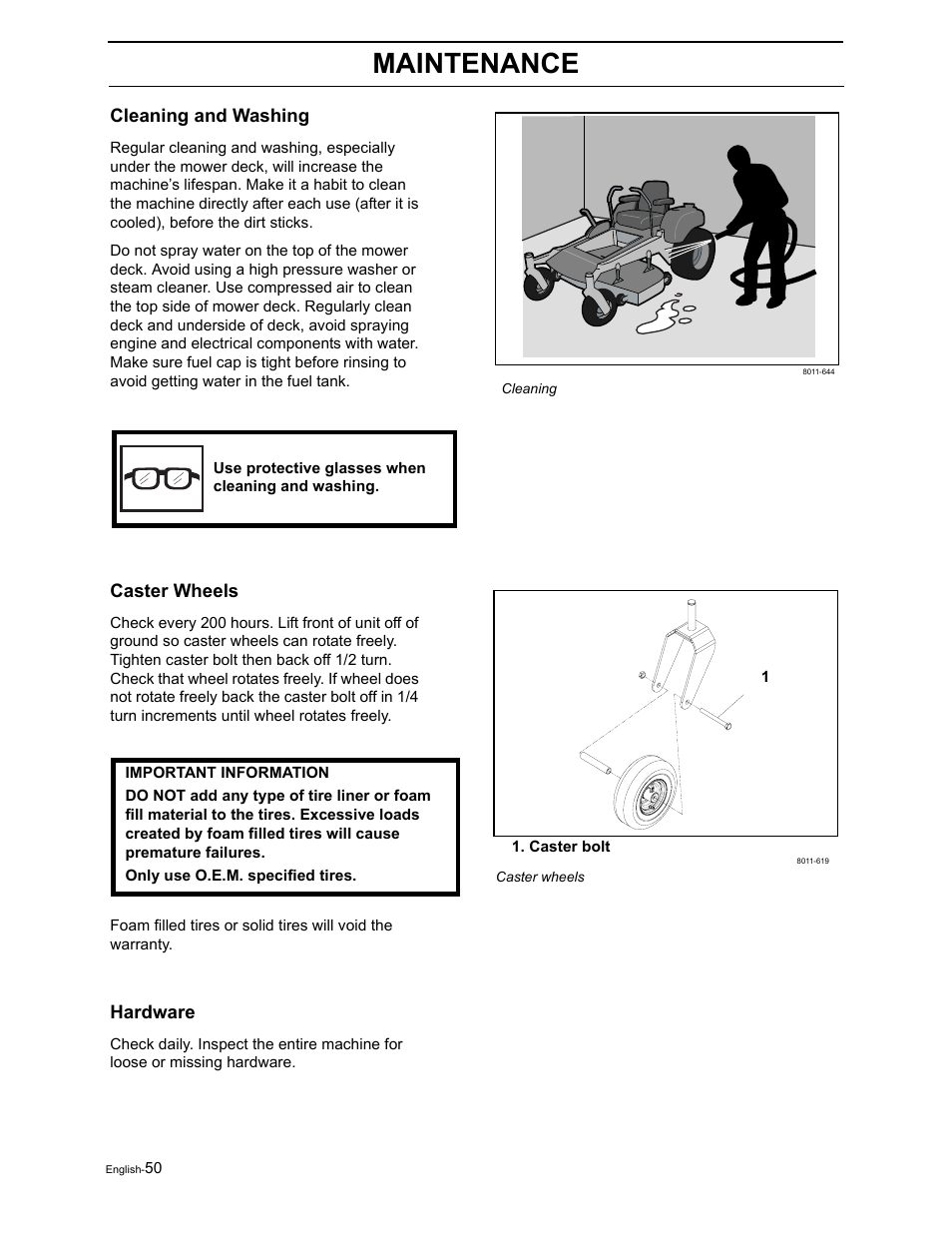 Maintenance | Poulan Pro Pro 950 ZX 968999507 User Manual | Page 52 / 80