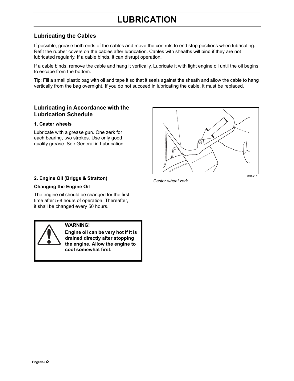 Lubrication | Poulan Pro Pro 950 ZX 968999507 User Manual | Page 54 / 80