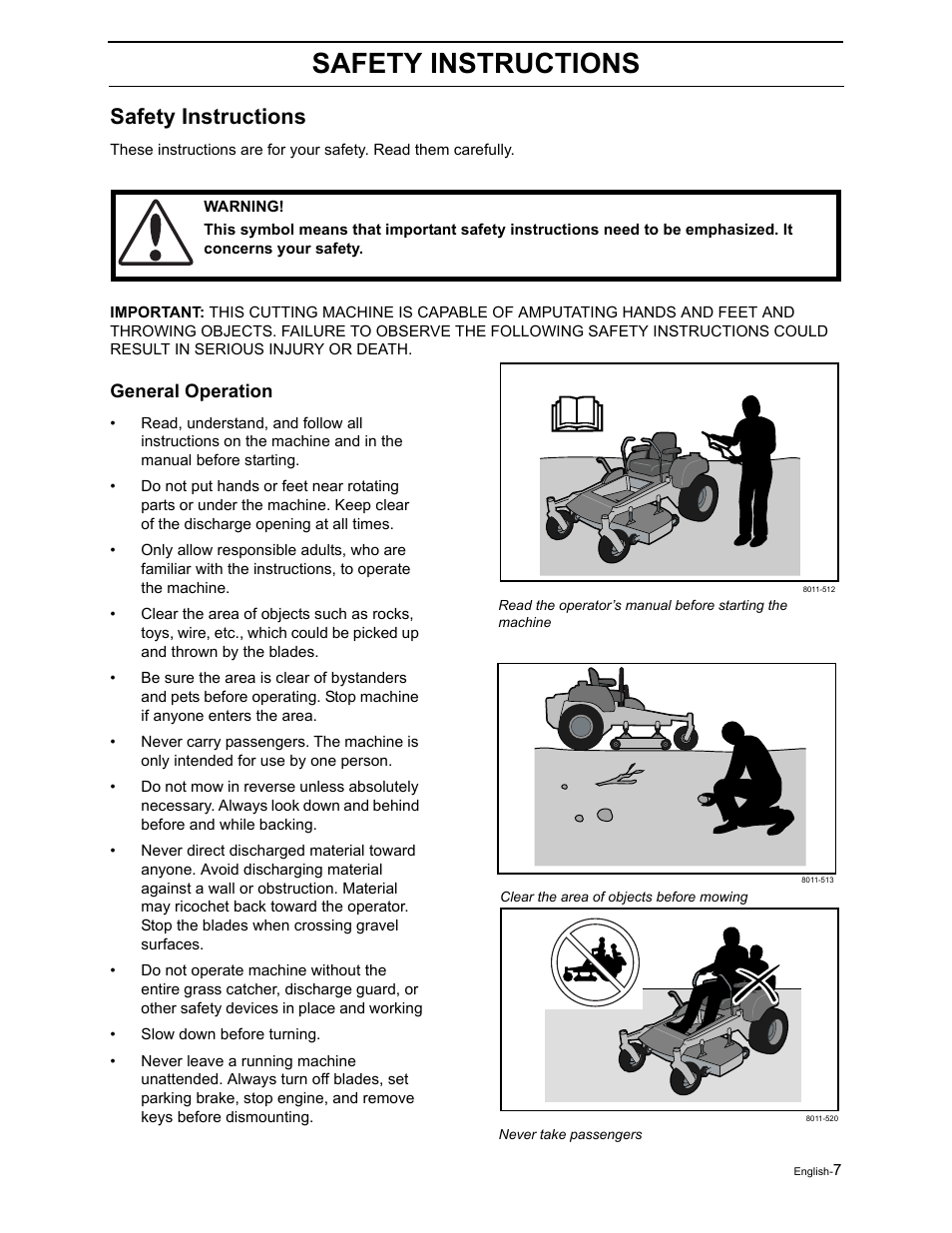 Safety instructions | Poulan Pro Pro 950 ZX 968999507 User Manual | Page 9 / 80