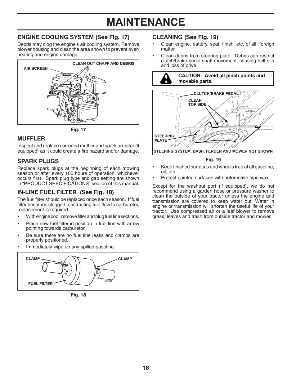 Maintenance | Poulan Pro PB175G42 LAWN TRACTOR User Manual | Page 18 / 60