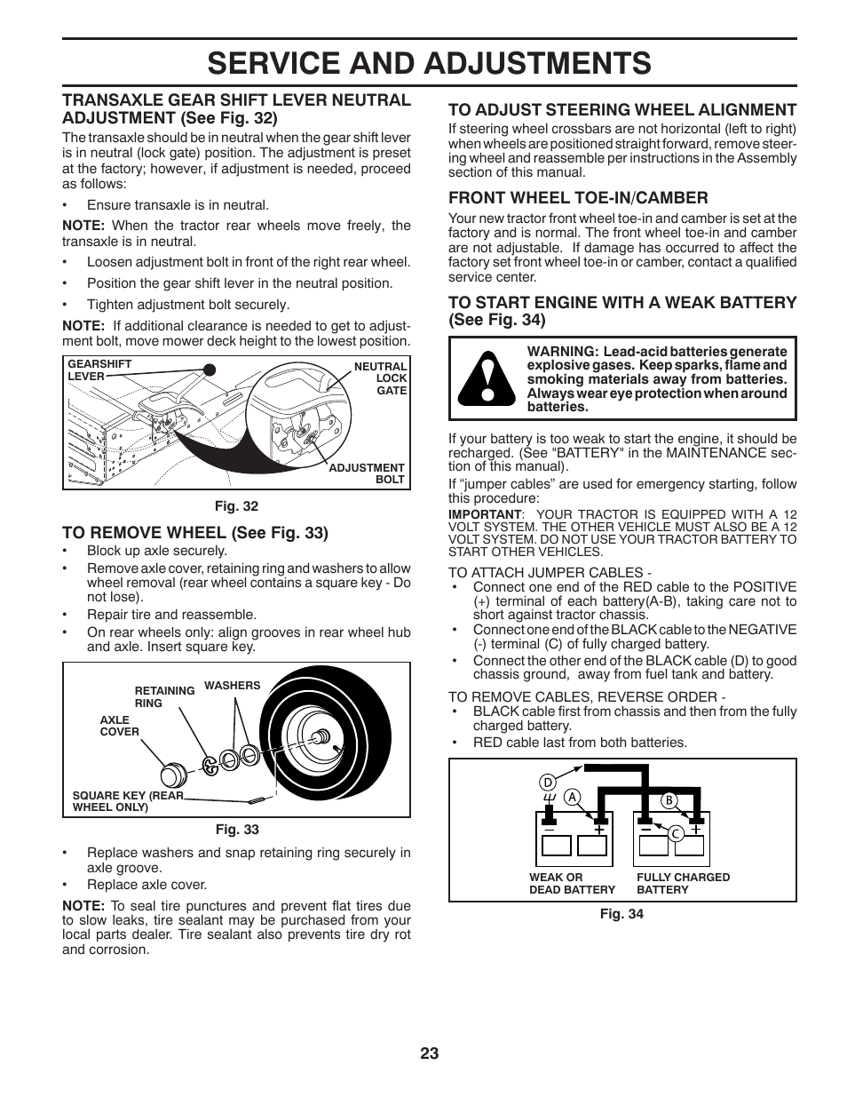 Service and adjustments | Poulan Pro PB175G42 LAWN TRACTOR User Manual | Page 23 / 60