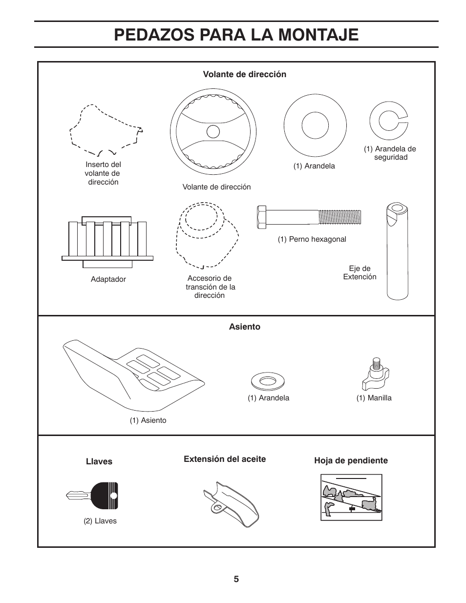 Pedazos para la montaje | Poulan Pro PB175G42 LAWN TRACTOR User Manual | Page 35 / 60