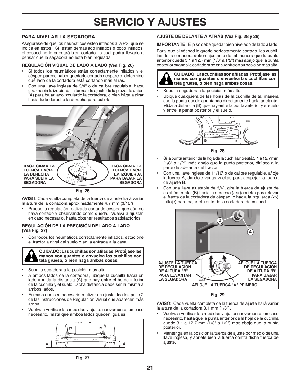 Servicio y ajustes | Poulan Pro PB175G42 LAWN TRACTOR User Manual | Page 51 / 60