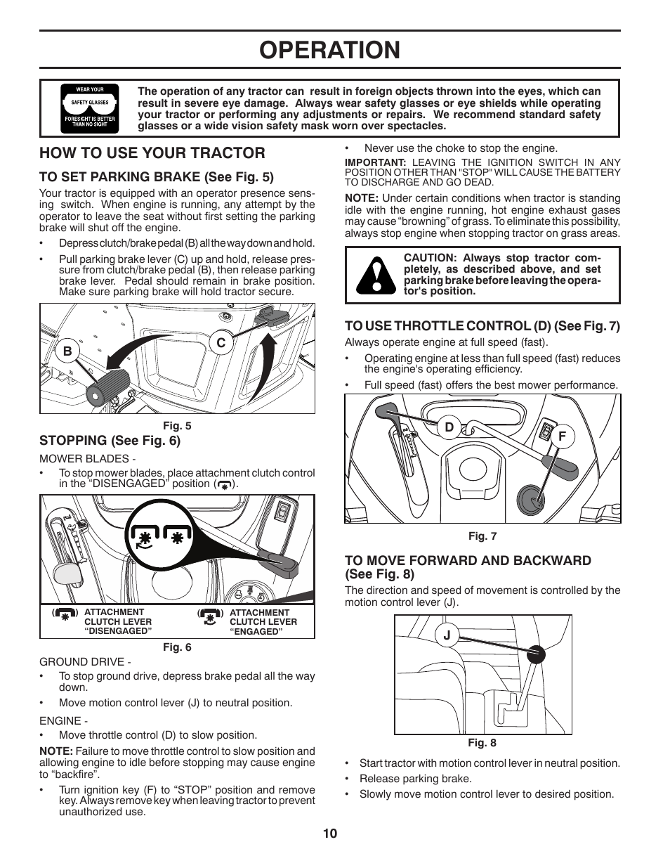 Operation, How to use your tractor | Poulan Pro PB175A46 LAWN TRACTOR User Manual | Page 10 / 60