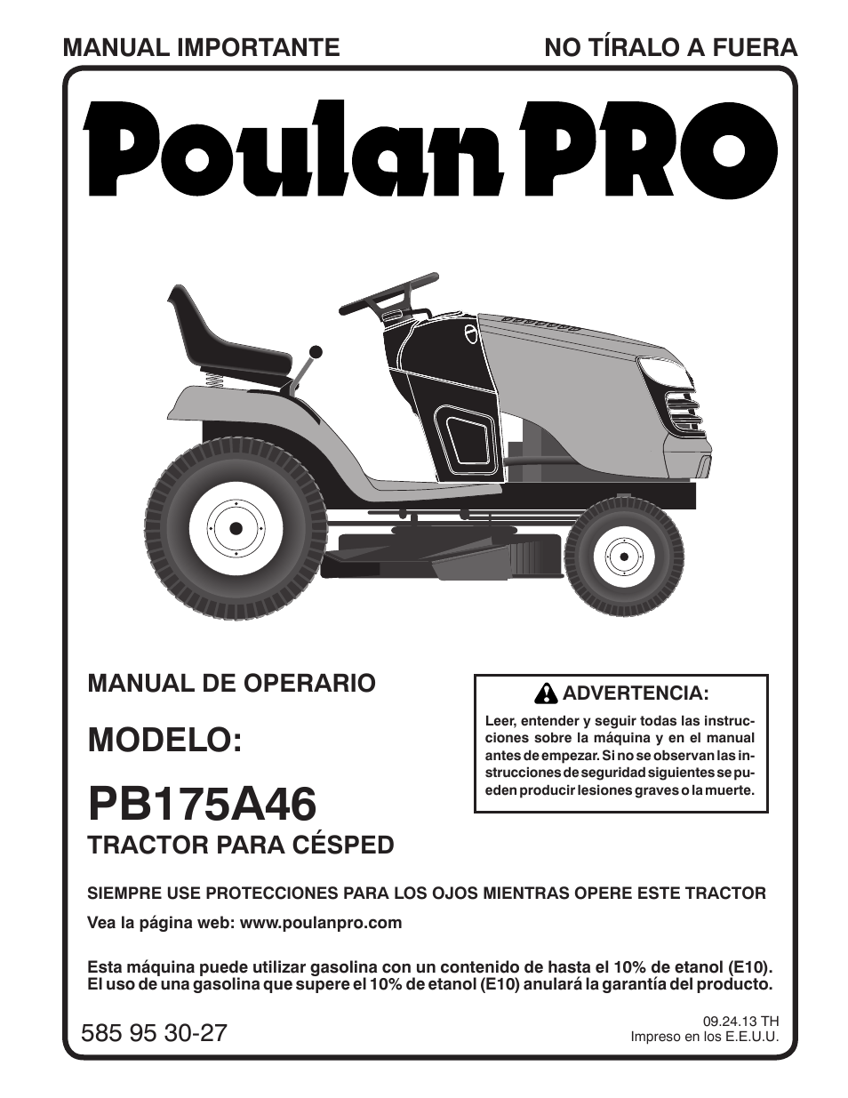 Modelo | Poulan Pro PB175A46 LAWN TRACTOR User Manual | Page 31 / 60