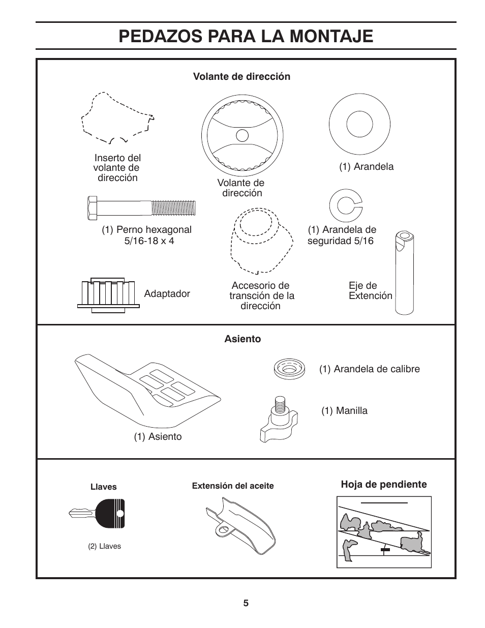 Pedazos para la montaje | Poulan Pro PB175A46 LAWN TRACTOR User Manual | Page 35 / 60