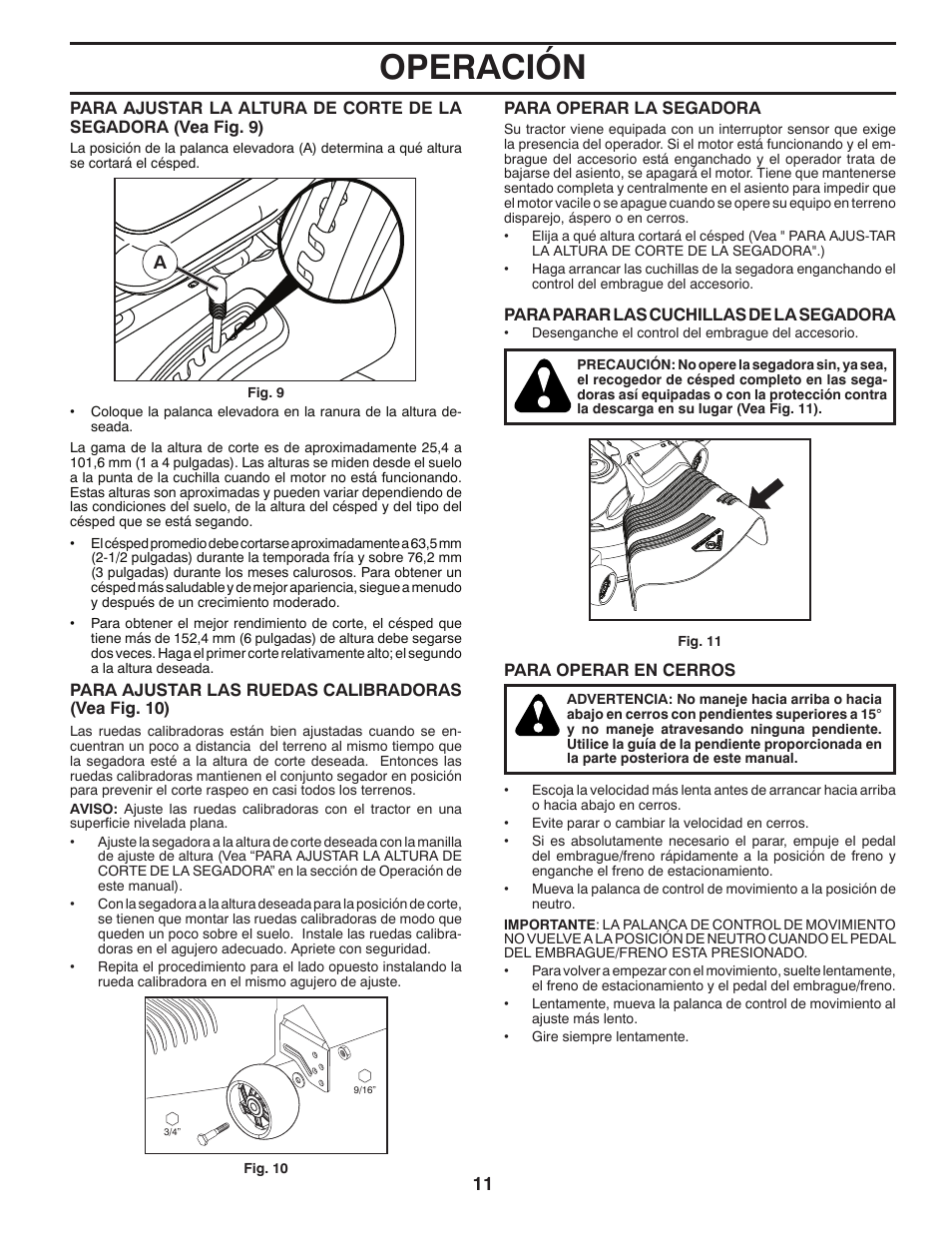 Operación | Poulan Pro PB175A46 LAWN TRACTOR User Manual | Page 41 / 60