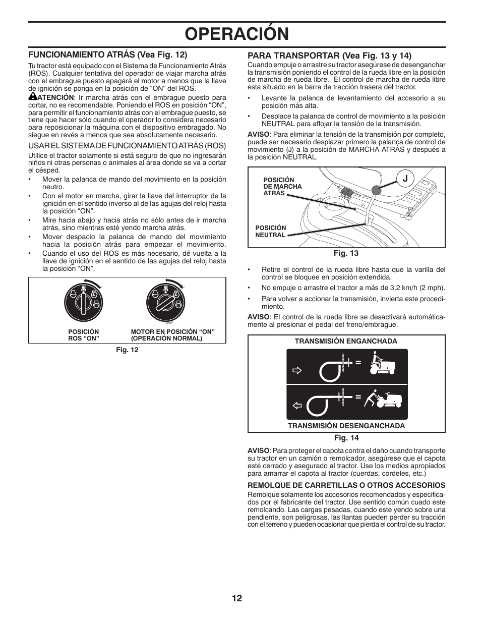 Operación | Poulan Pro PB175A46 LAWN TRACTOR User Manual | Page 42 / 60