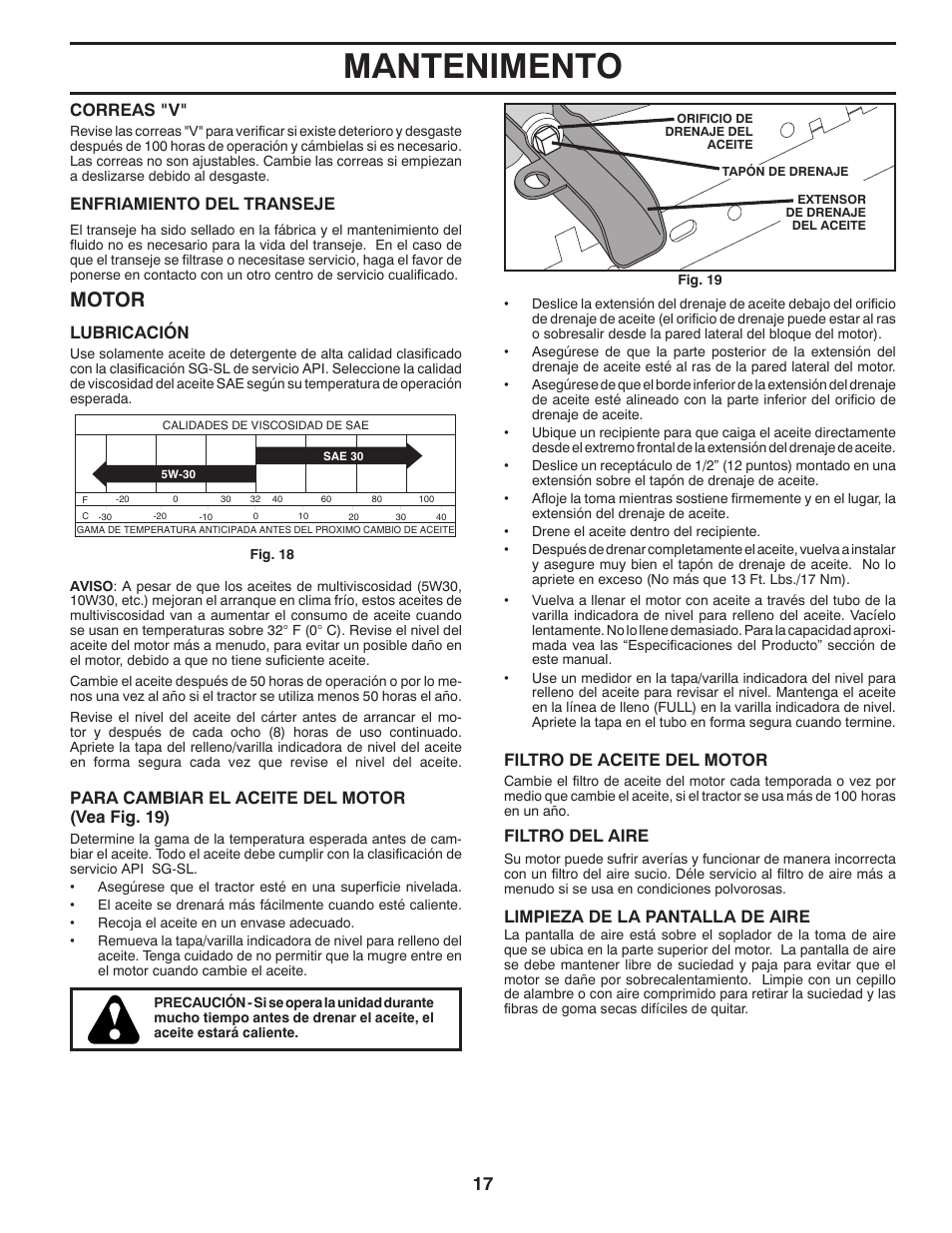 Mantenimento, Motor | Poulan Pro PB175A46 LAWN TRACTOR User Manual | Page 47 / 60