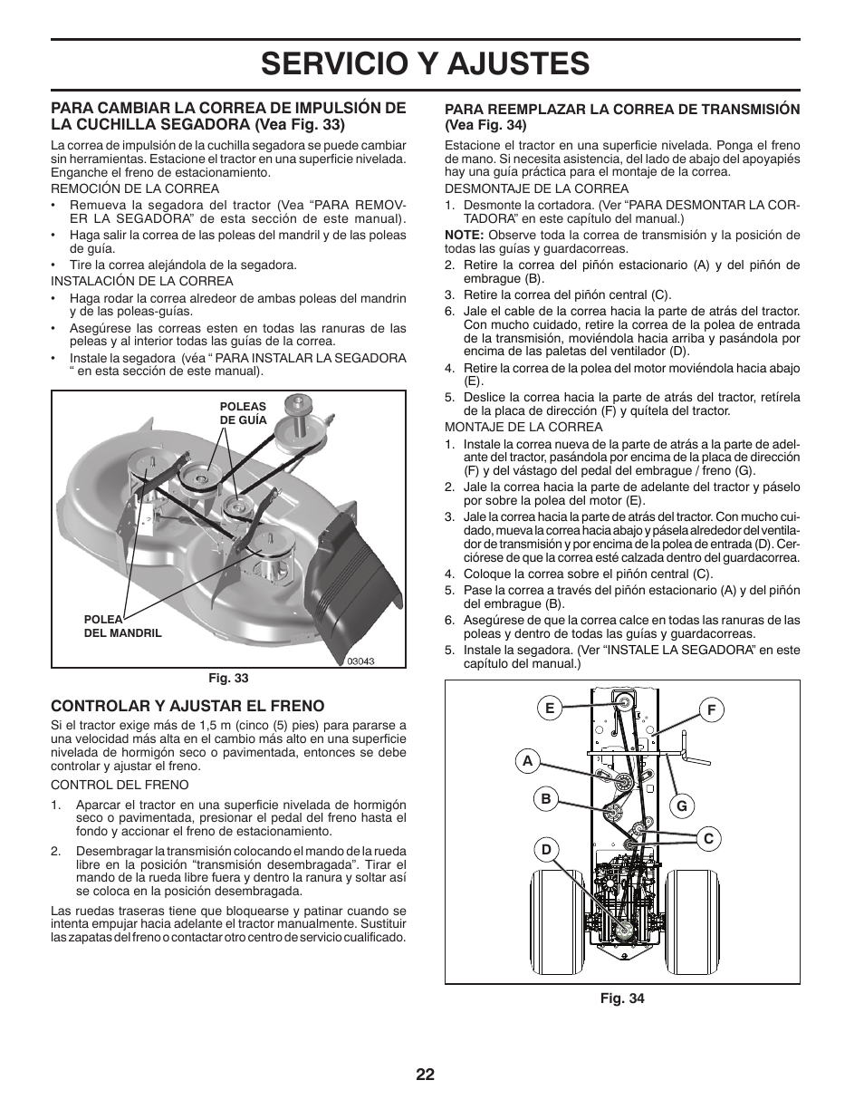 Servicio y ajustes | Poulan Pro PB175A46 LAWN TRACTOR User Manual | Page 52 / 60