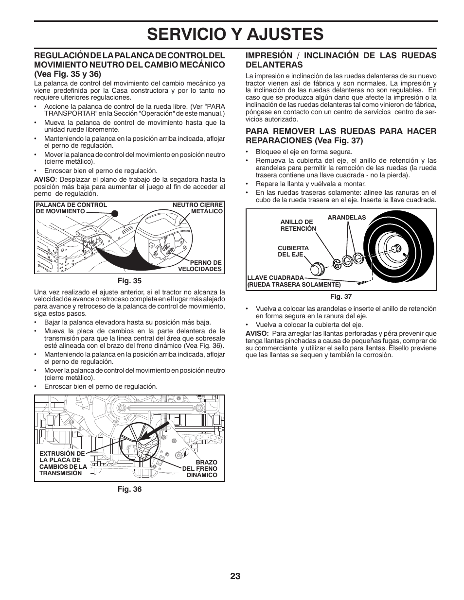 Servicio y ajustes | Poulan Pro PB175A46 LAWN TRACTOR User Manual | Page 53 / 60