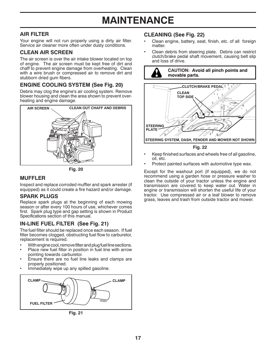 Maintenance | Poulan Pro PB175A46 LAWN TRACTOR User Manual | Page 17 / 56