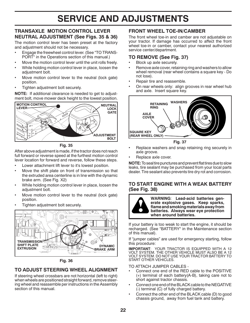 Service and adjustments | Poulan Pro PB175A46 LAWN TRACTOR User Manual | Page 22 / 56