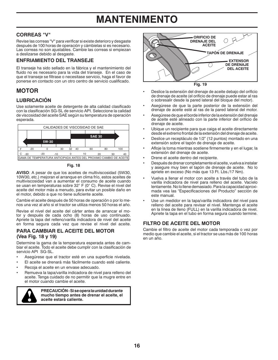 Mantenimento, Motor | Poulan Pro PB175A46 LAWN TRACTOR User Manual | Page 44 / 56