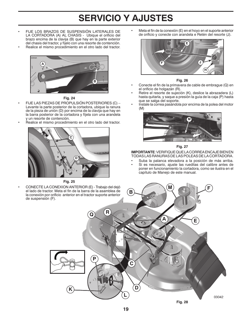 Servicio y ajustes | Poulan Pro PB175A46 LAWN TRACTOR User Manual | Page 47 / 56