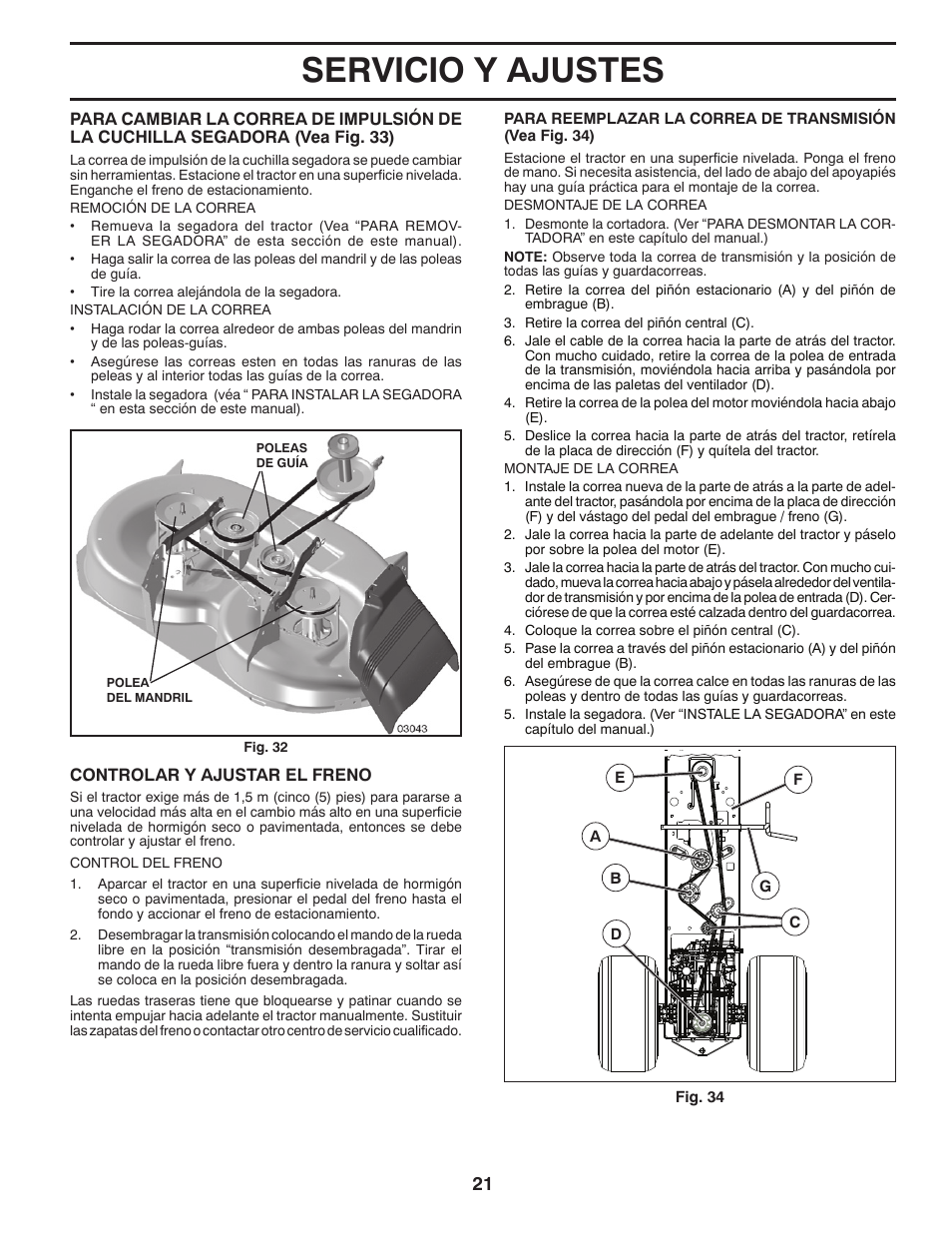 Servicio y ajustes | Poulan Pro PB175A46 LAWN TRACTOR User Manual | Page 49 / 56