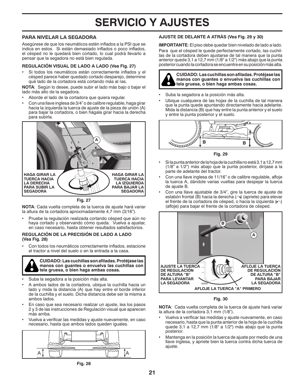 Servicio y ajustes | Poulan Pro PB18VA46 LAWN TRACTOR User Manual | Page 51 / 60