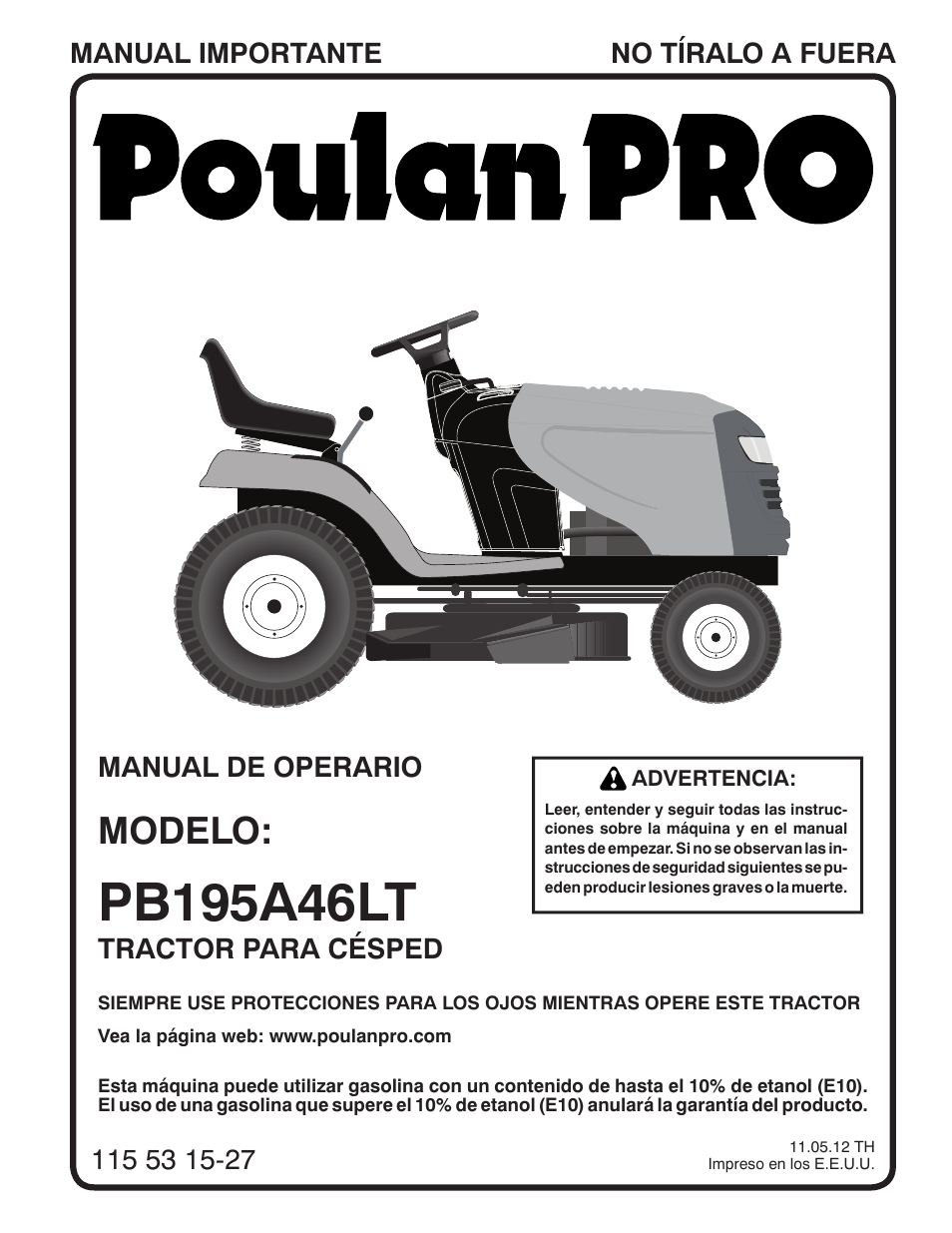 Modelo | Poulan Pro PB195A46LT LAWN TRACTOR User Manual | Page 31 / 60