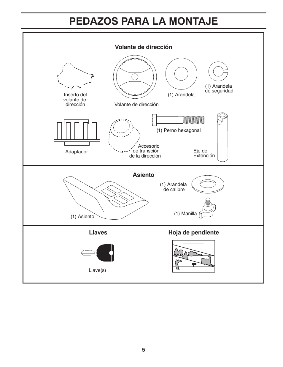 Pedazos para la montaje | Poulan Pro PB195A46LT LAWN TRACTOR User Manual | Page 35 / 60