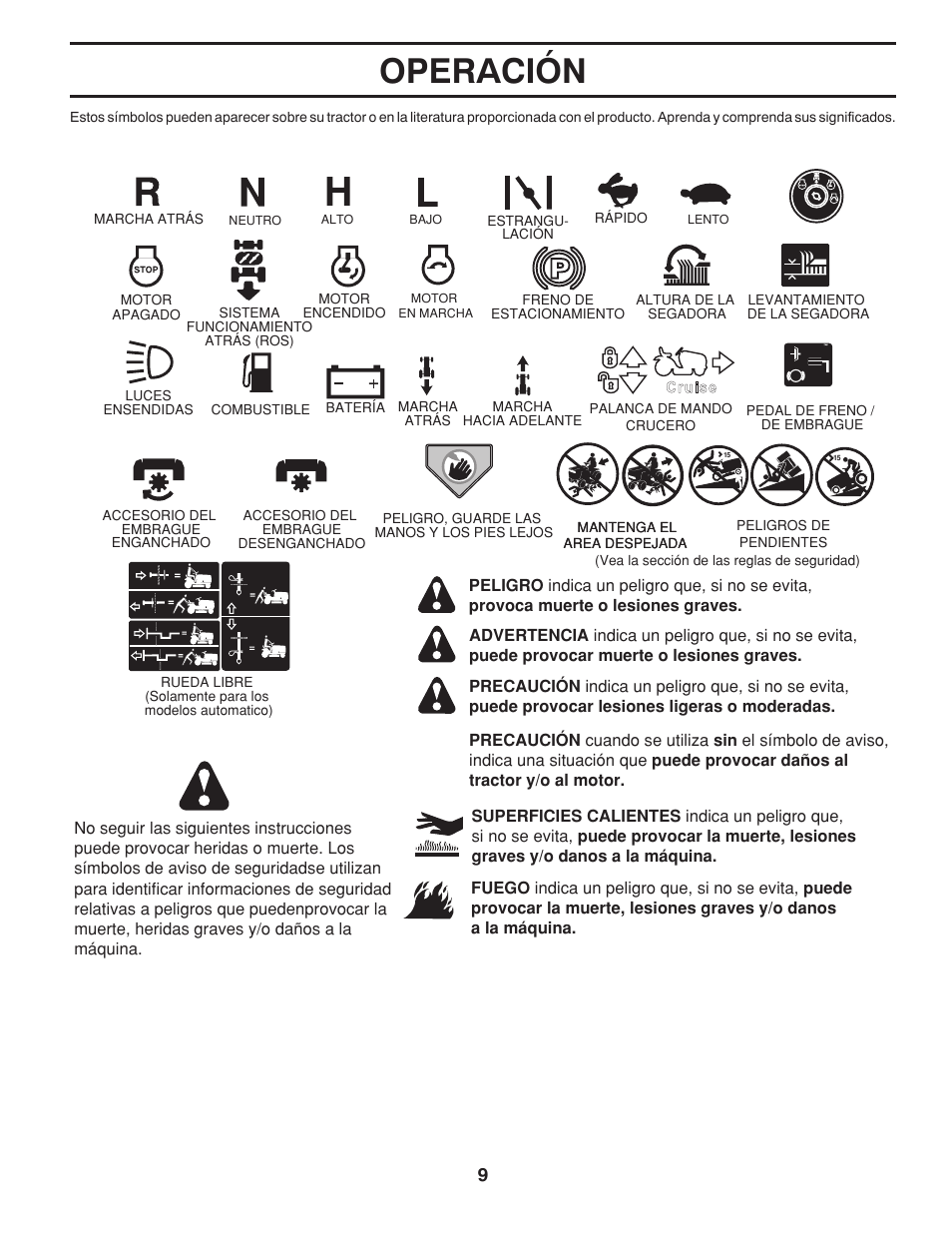 Operación | Poulan Pro PB195A46LT LAWN TRACTOR User Manual | Page 39 / 60