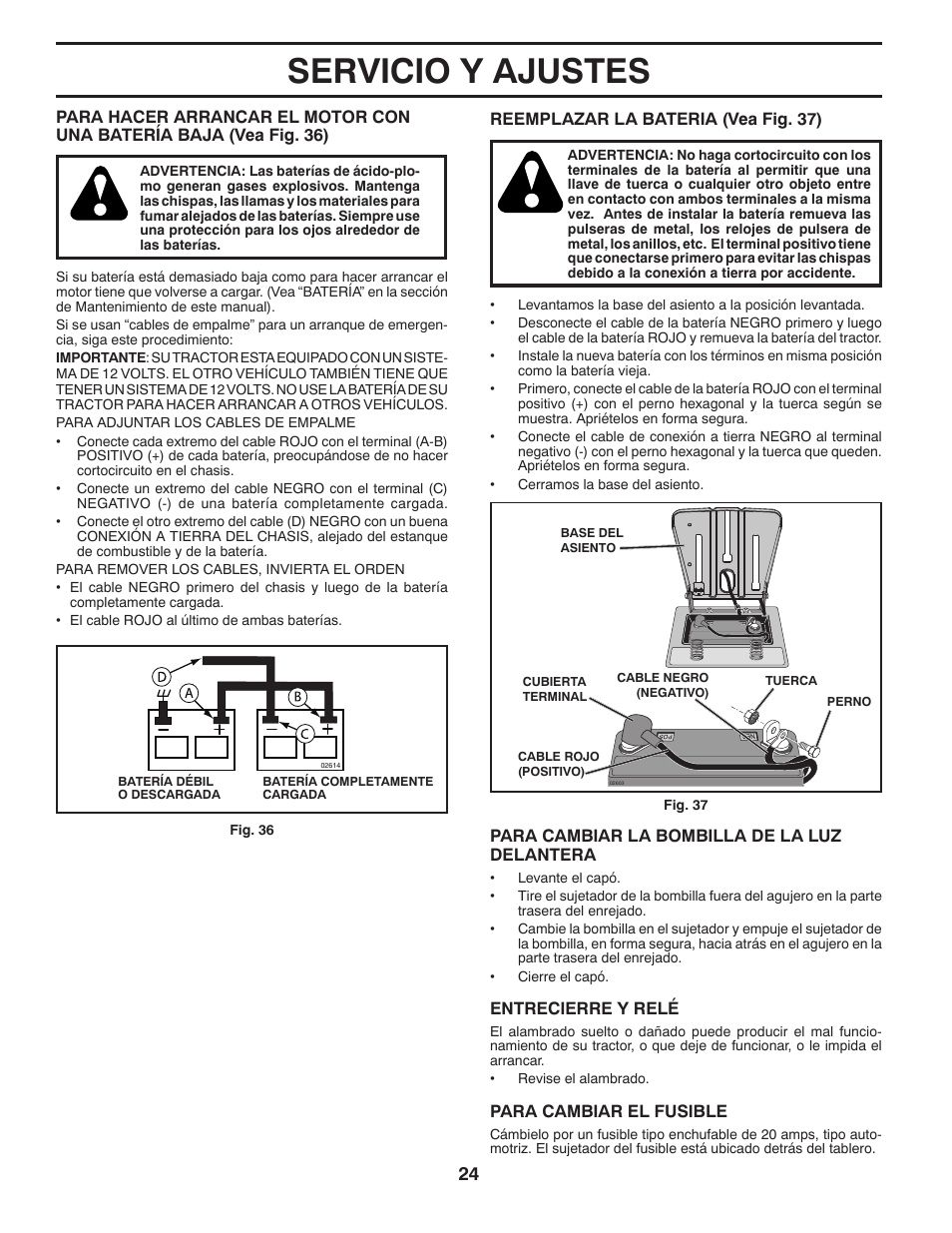 Servicio y ajustes | Poulan Pro PB195A46LT LAWN TRACTOR User Manual | Page 54 / 60