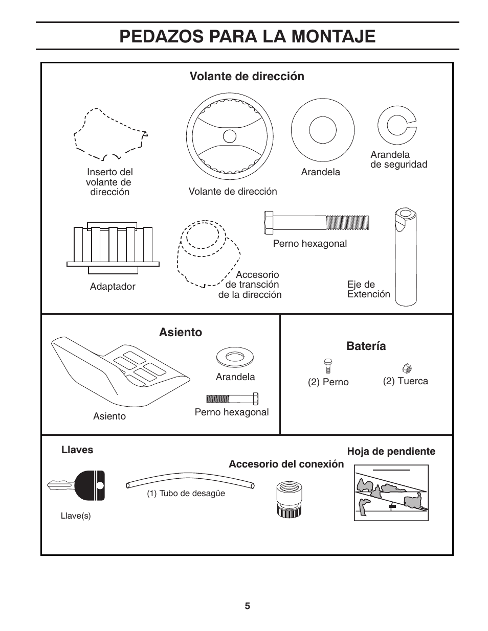 Pedazos para la montaje | Poulan Pro PB20H42LT LAWN TRACTOR User Manual | Page 33 / 56