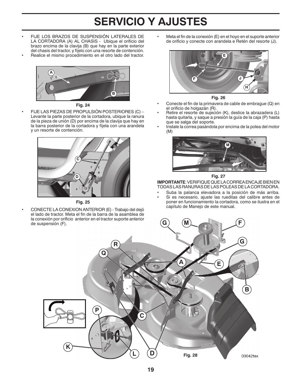 Servicio y ajustes | Poulan Pro PB20H42LT LAWN TRACTOR User Manual | Page 47 / 56