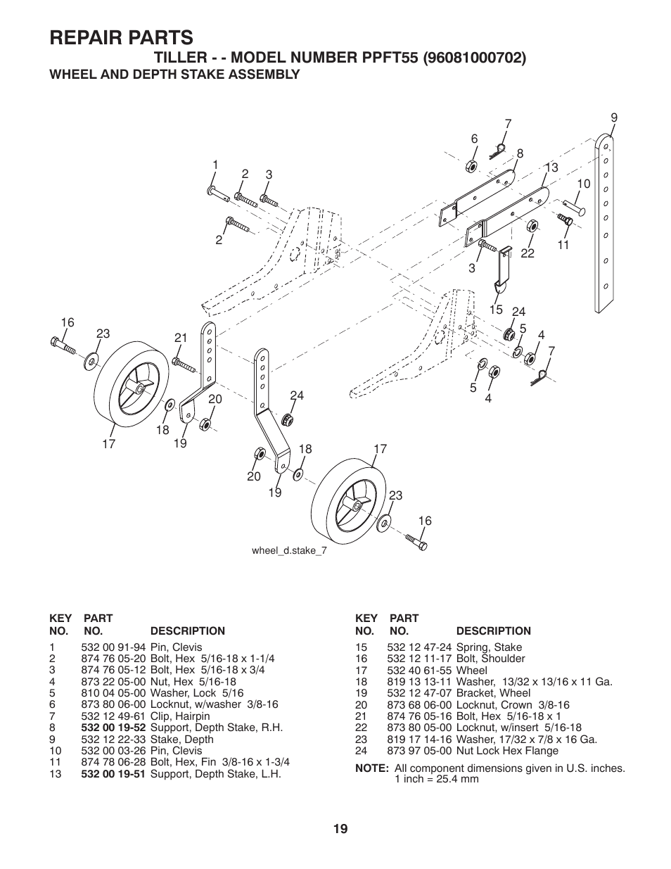 Repair parts | Poulan Pro PPFT55 FRONT TINE TILLER User Manual | Page 19 / 24
