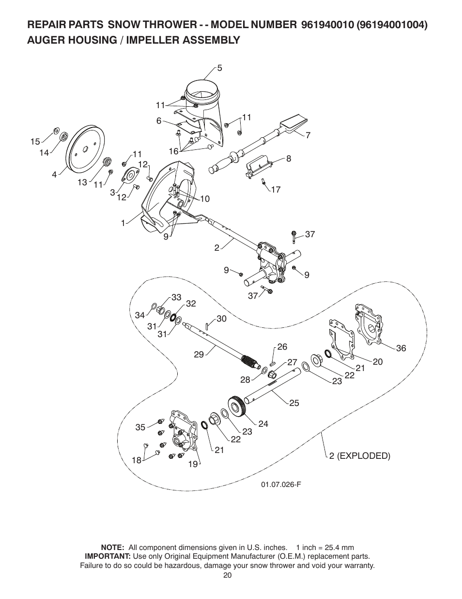 Poulan Pro 96194001004 SNOW THROWER User Manual | Page 20 / 40