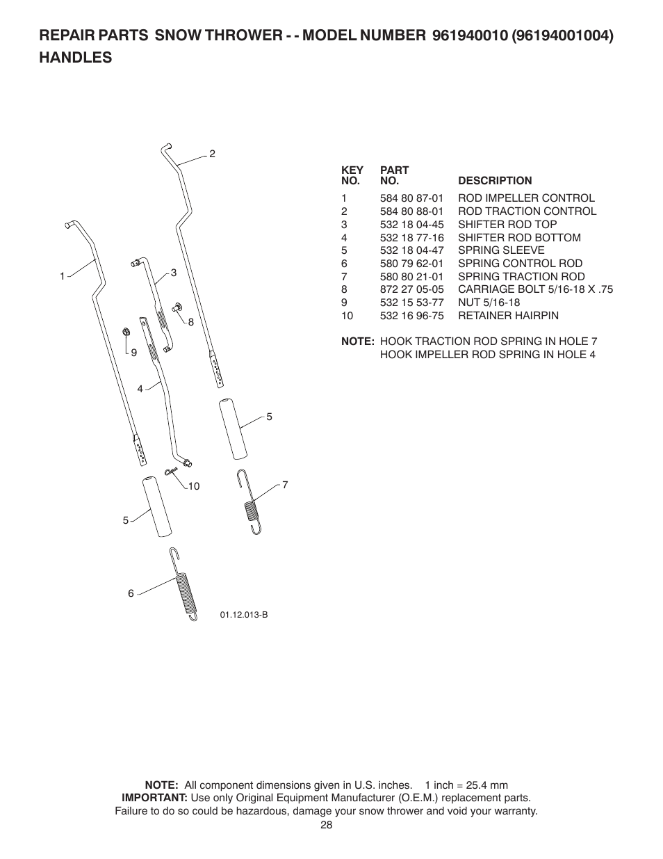 Poulan Pro 96194001004 SNOW THROWER User Manual | Page 28 / 40