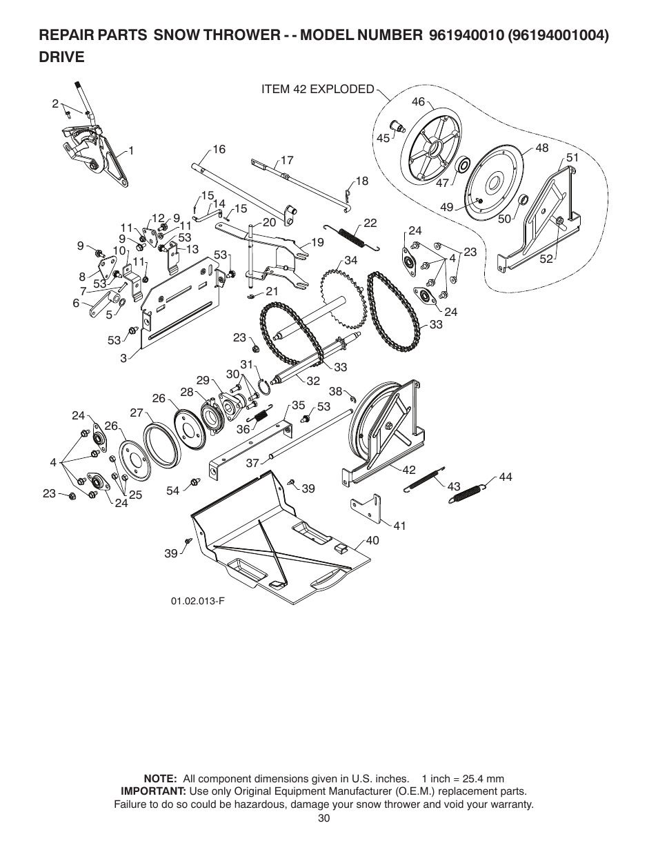 Poulan Pro 96194001004 SNOW THROWER User Manual | Page 30 / 40