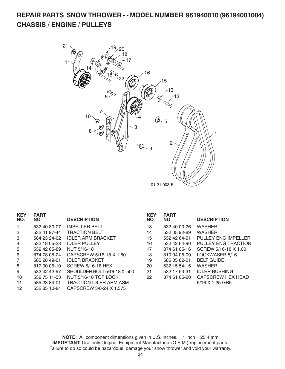 Poulan Pro 96194001004 SNOW THROWER User Manual | Page 34 / 40