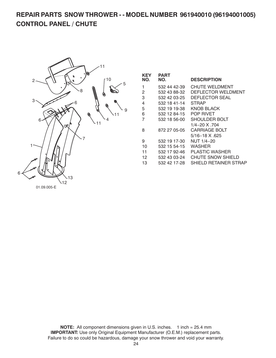 Poulan Pro 96194001005 SNOW THROWER User Manual | Page 24 / 40
