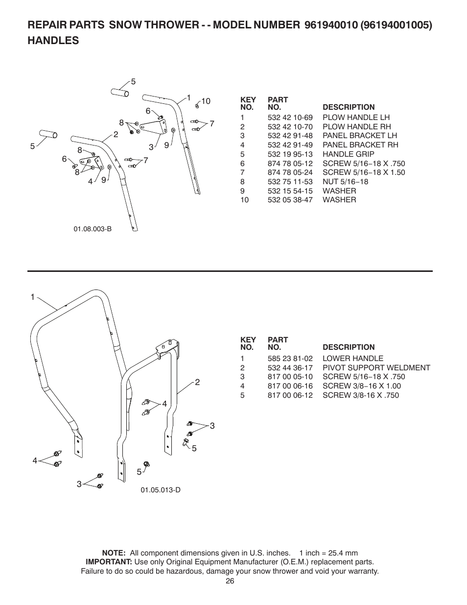 Poulan Pro 96194001005 SNOW THROWER User Manual | Page 26 / 40