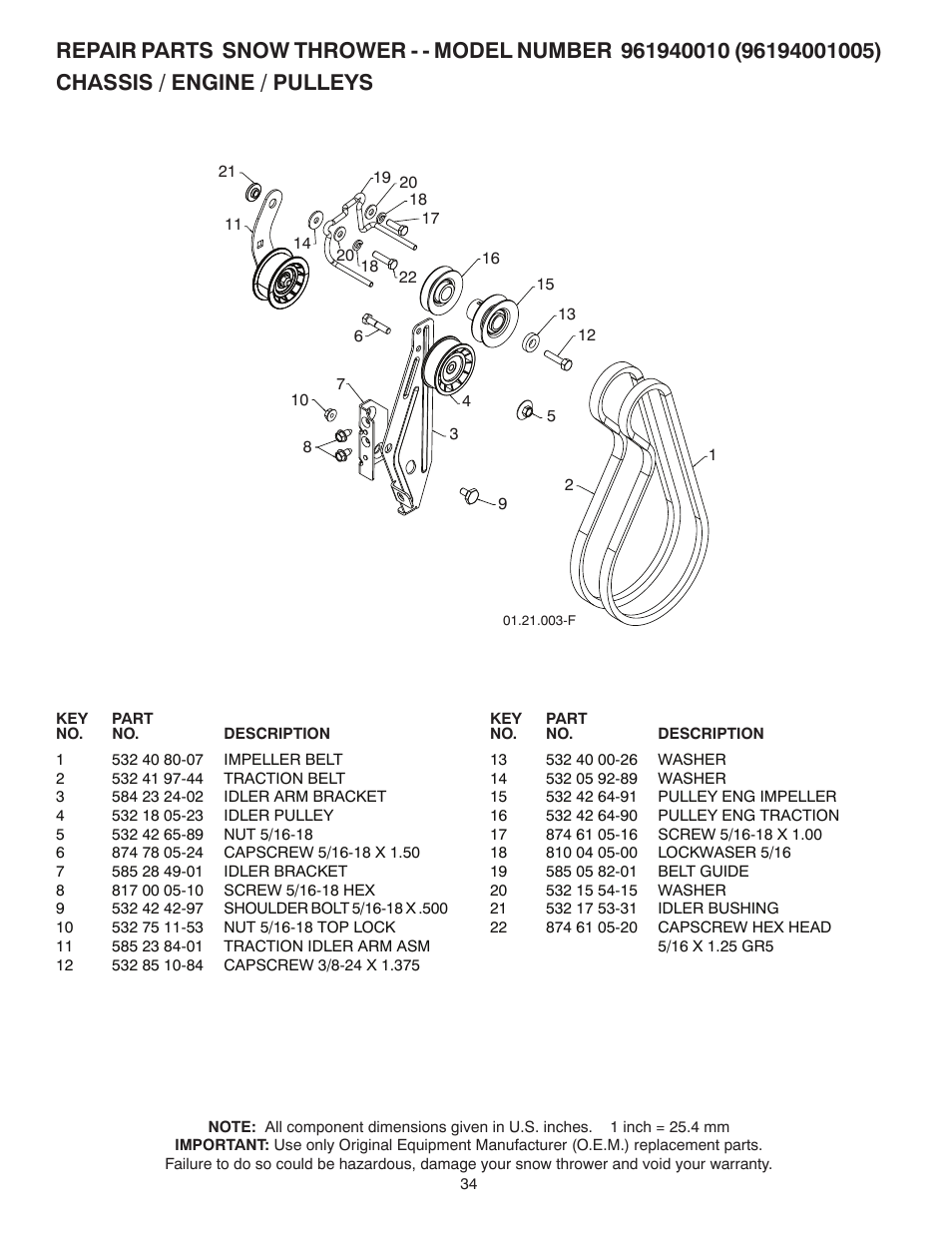 Poulan Pro 96194001005 SNOW THROWER User Manual | Page 34 / 40