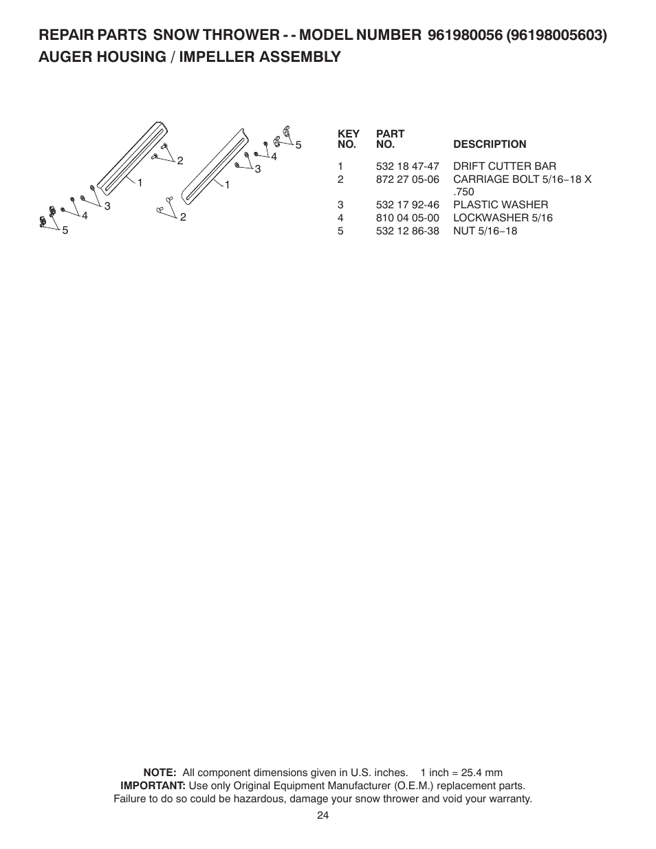 Poulan Pro 961980056 SNOW THROWER User Manual | Page 24 / 44