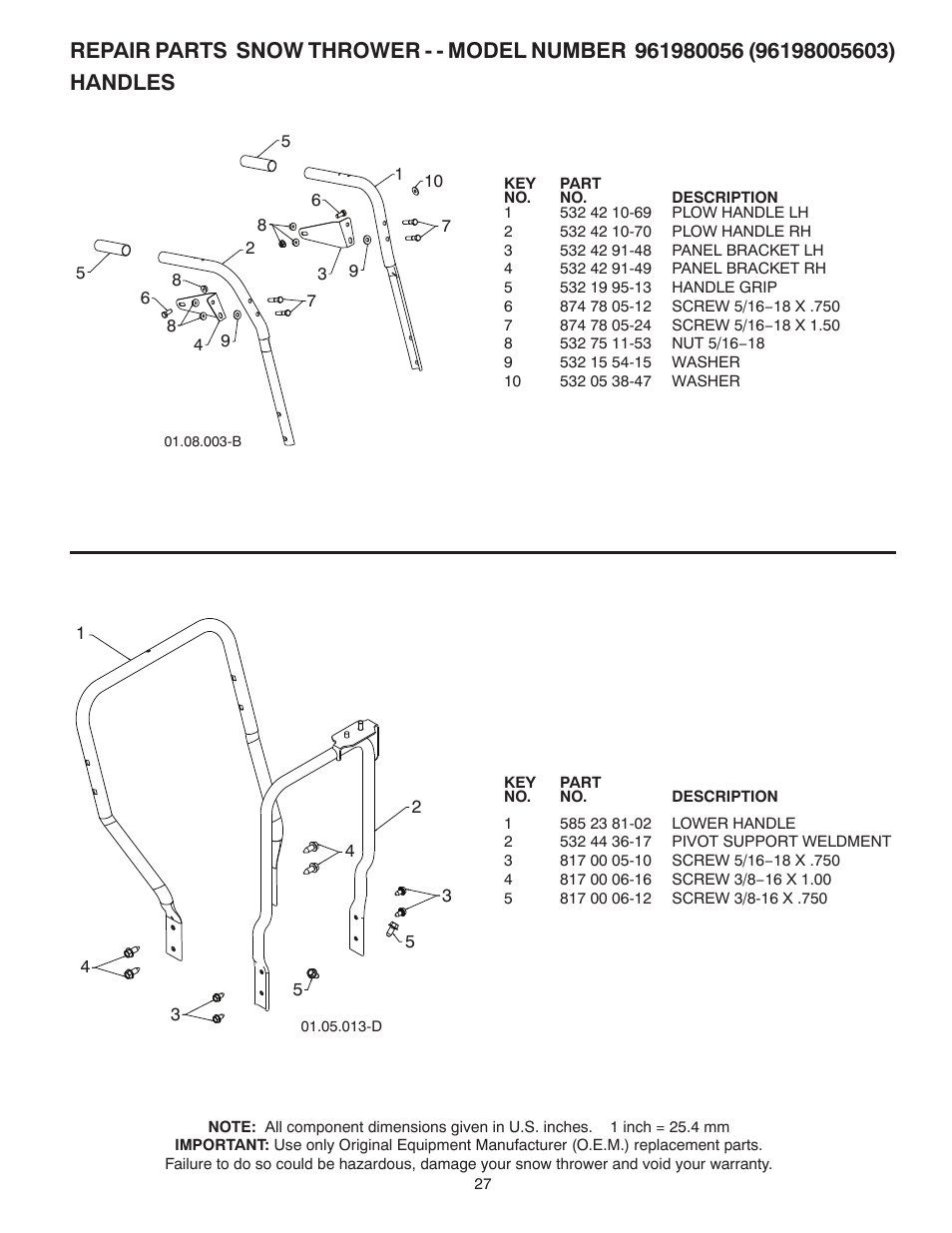 Poulan Pro 961980056 SNOW THROWER User Manual | Page 27 / 44