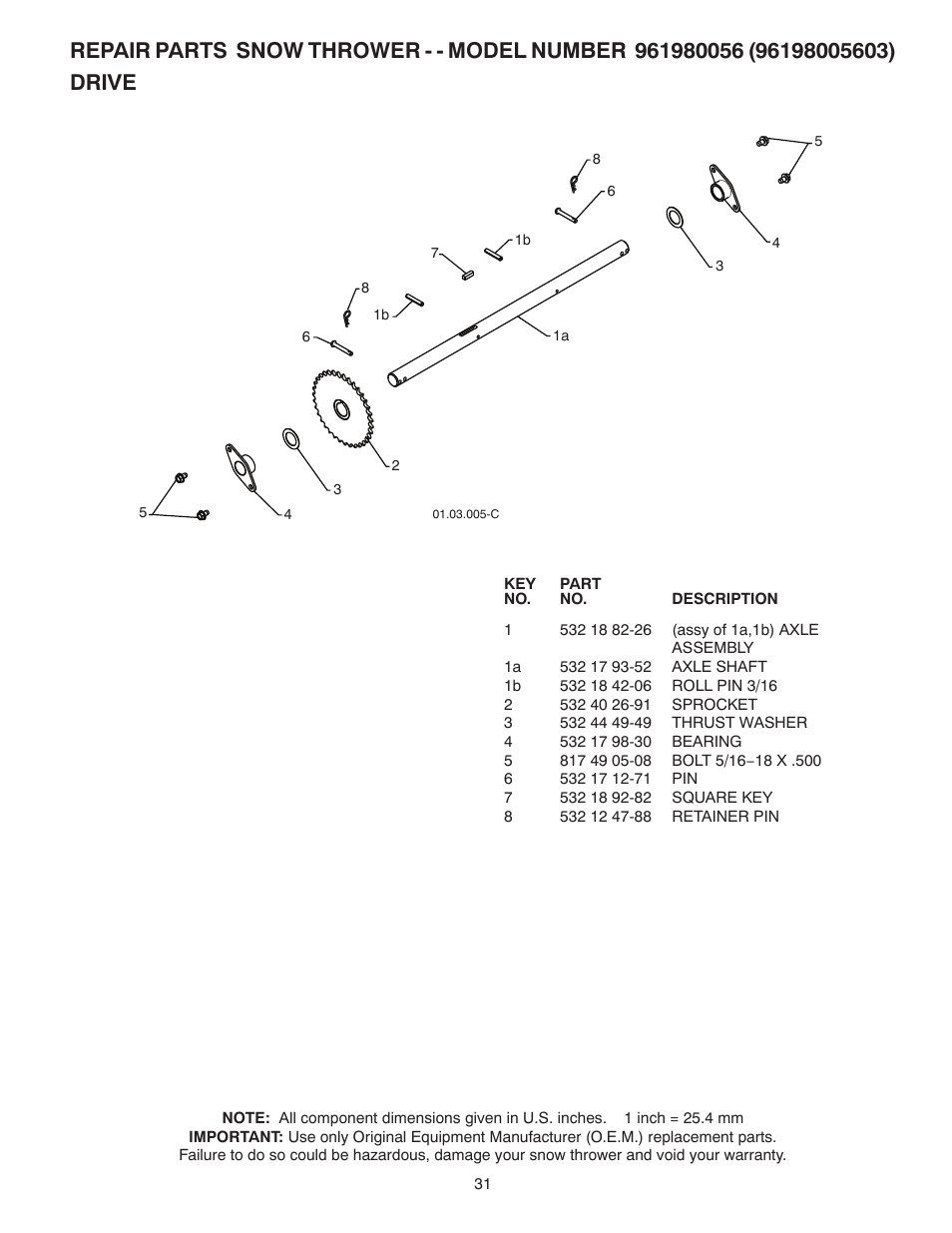 Poulan Pro 961980056 SNOW THROWER User Manual | Page 31 / 44