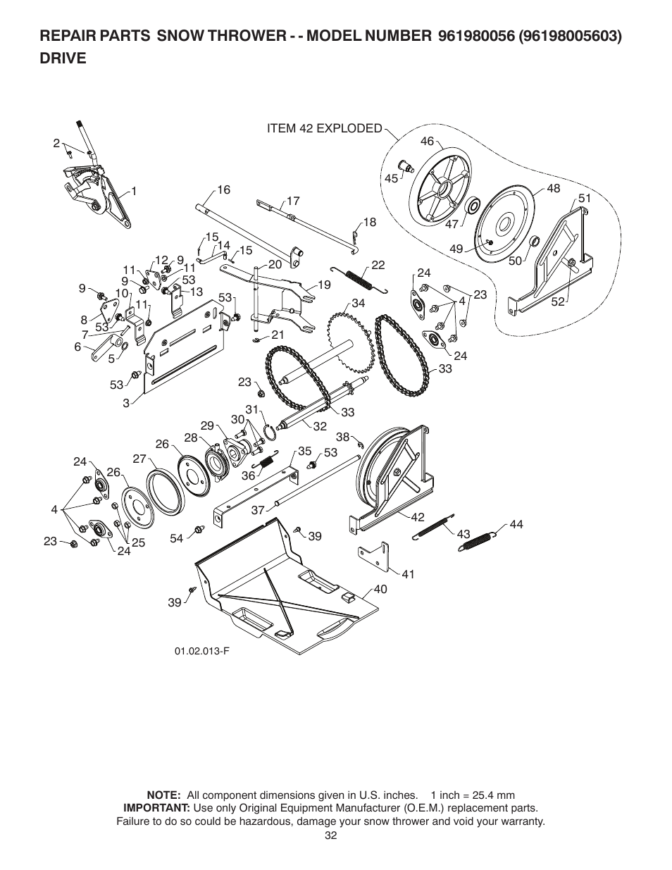 Poulan Pro 961980056 SNOW THROWER User Manual | Page 32 / 44