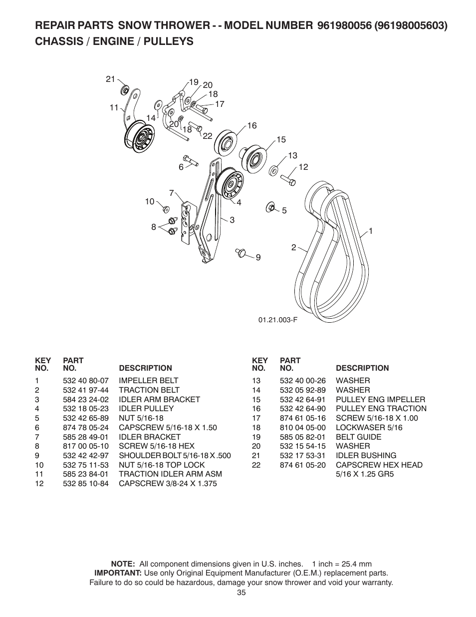 Poulan Pro 961980056 SNOW THROWER User Manual | Page 35 / 44