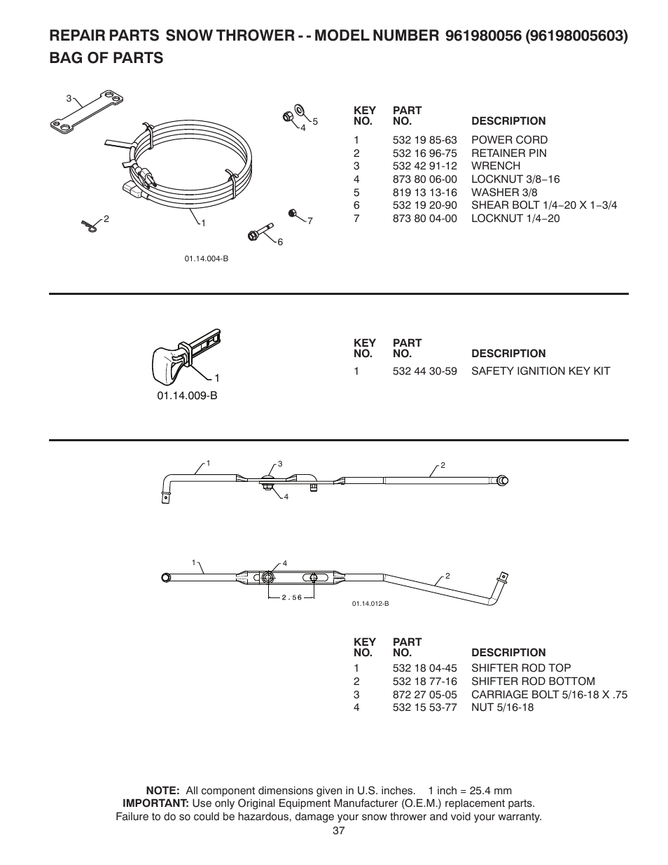 Poulan Pro 961980056 SNOW THROWER User Manual | Page 37 / 44