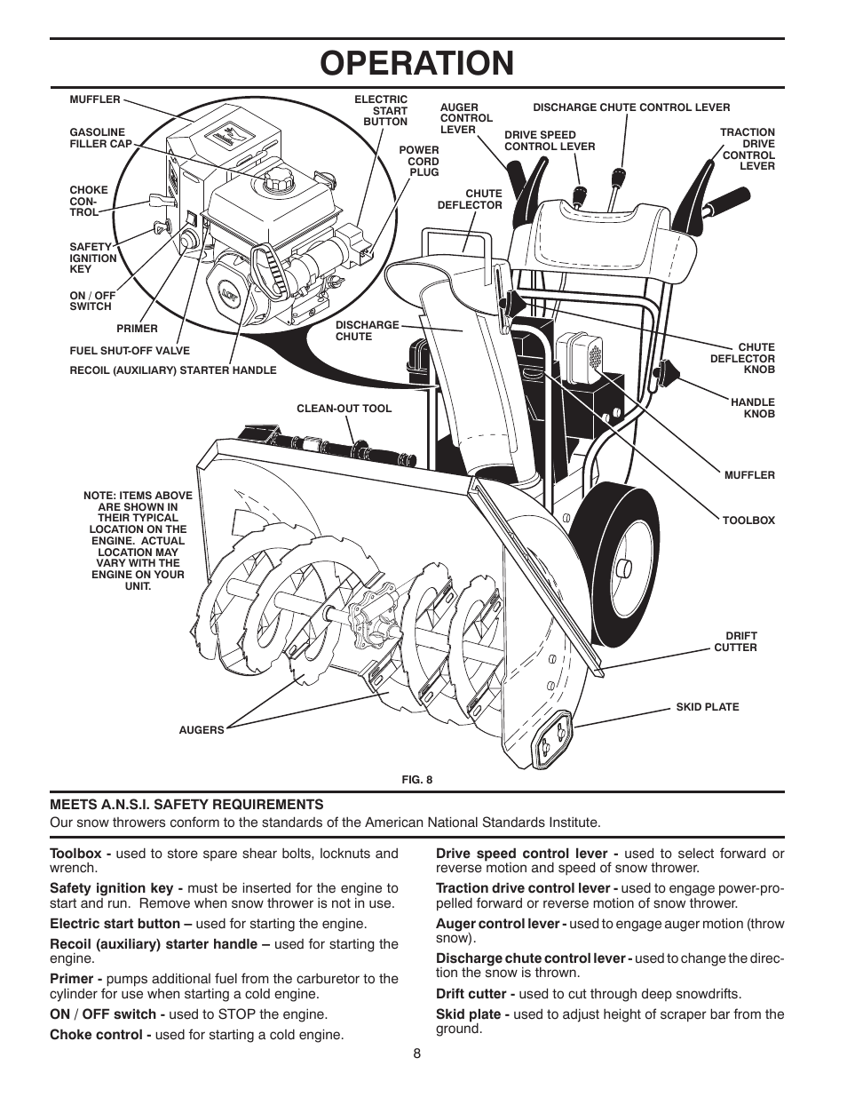 Operation | Poulan Pro 961980056 SNOW THROWER User Manual | Page 8 / 44