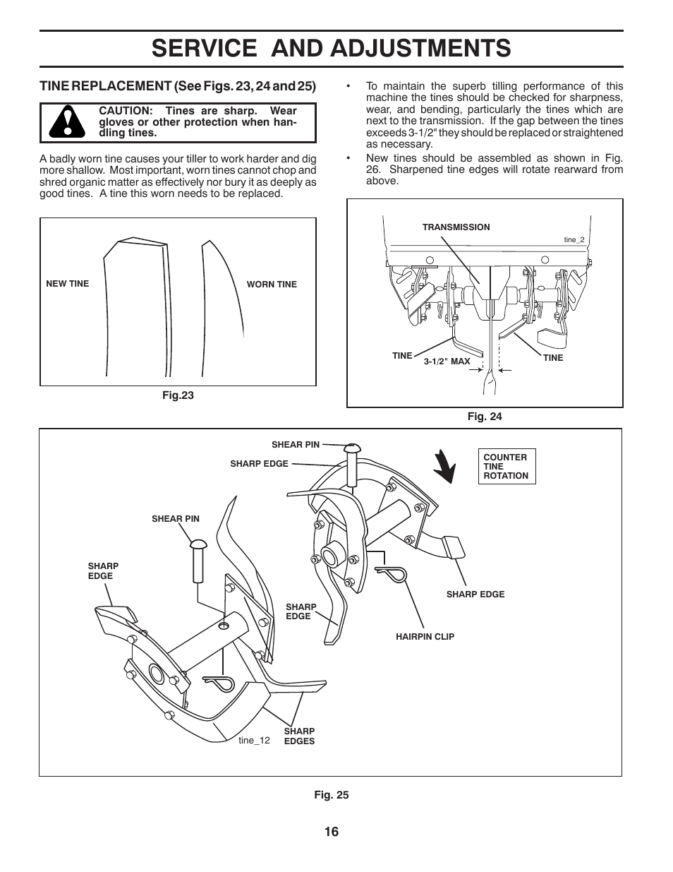 Service and adjustments | Poulan Pro RT900 REAR TINE TILLER User Manual | Page 16 / 20