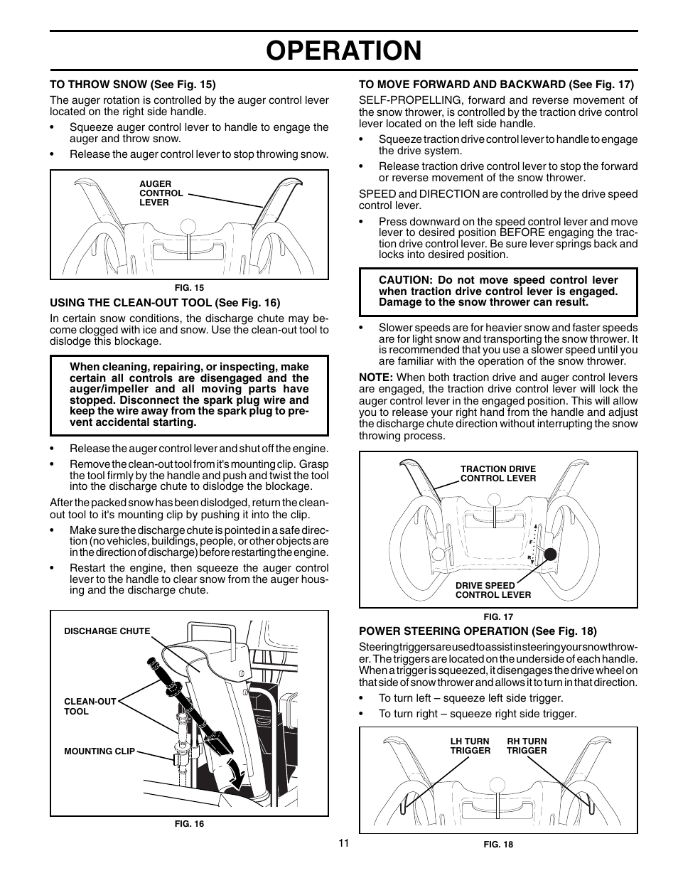 Operation | Poulan Pro PP10530ES SNOW THROWER User Manual | Page 11 / 20