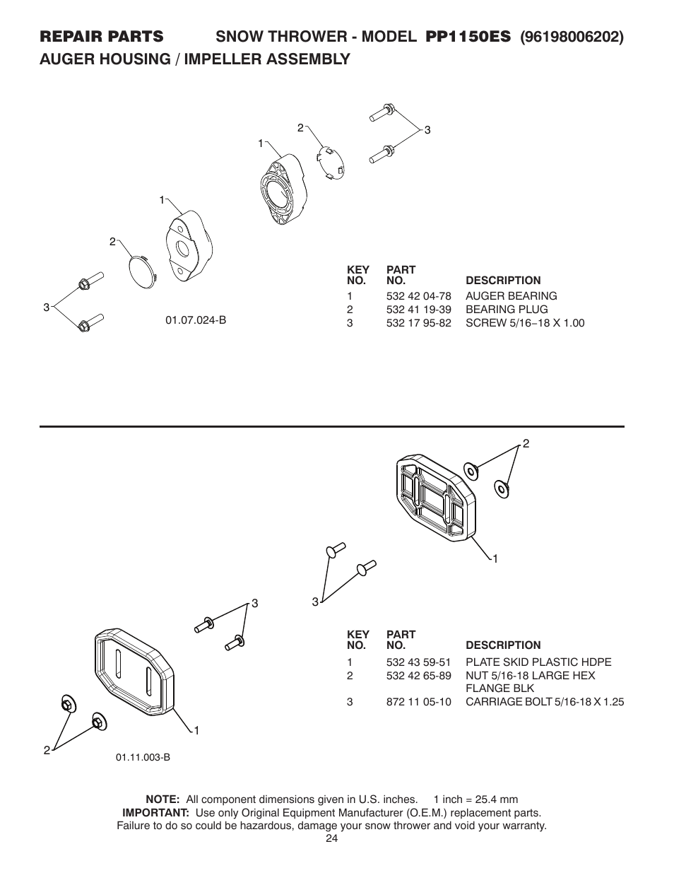 Poulan Pro PP1150ES SNOW THROWER User Manual | Page 24 / 40