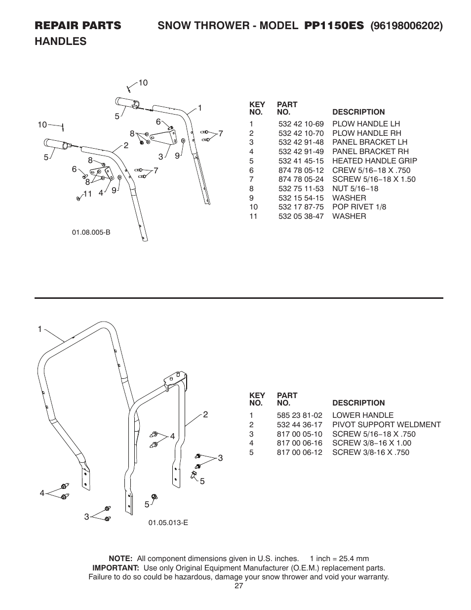 Poulan Pro PP1150ES SNOW THROWER User Manual | Page 27 / 40