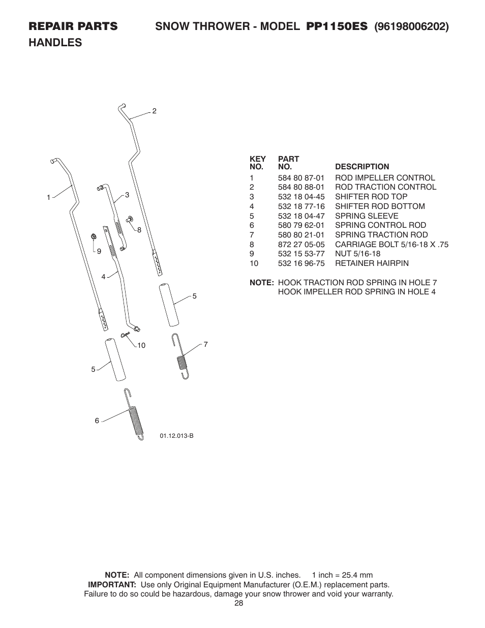 Poulan Pro PP1150ES SNOW THROWER User Manual | Page 28 / 40