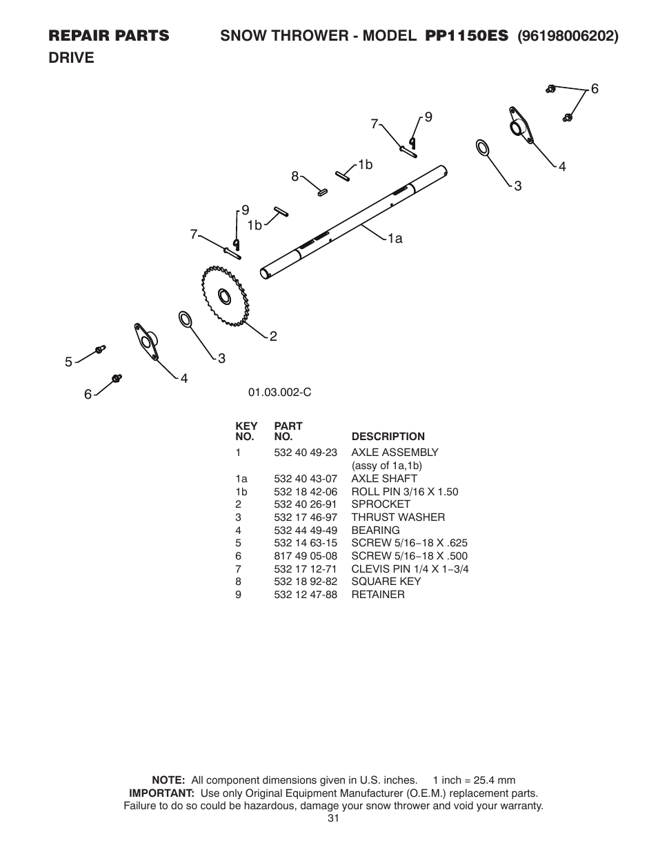 Poulan Pro PP1150ES SNOW THROWER User Manual | Page 31 / 40